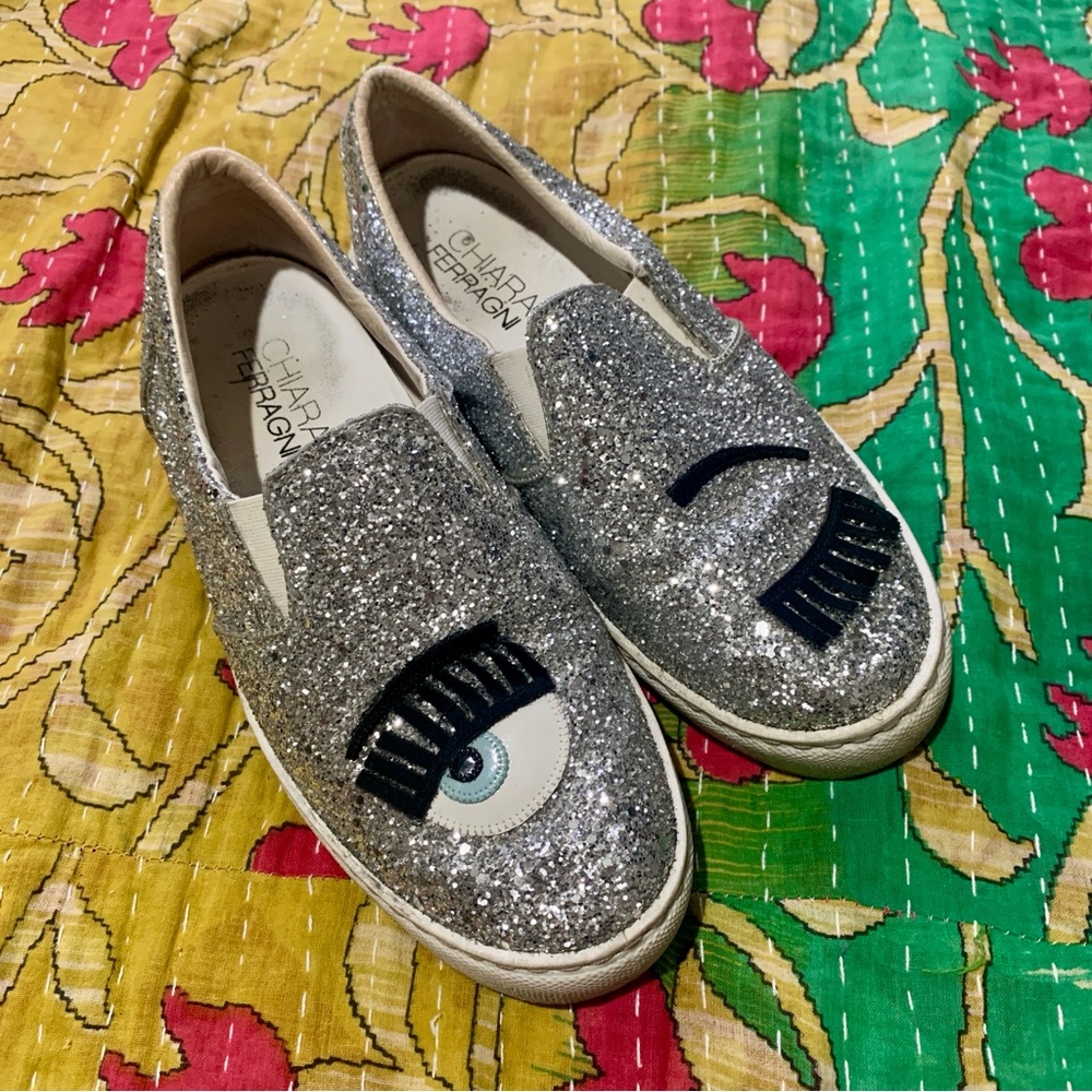 Chiara Ferragni Flirting Glitter Slip-On Sneakers